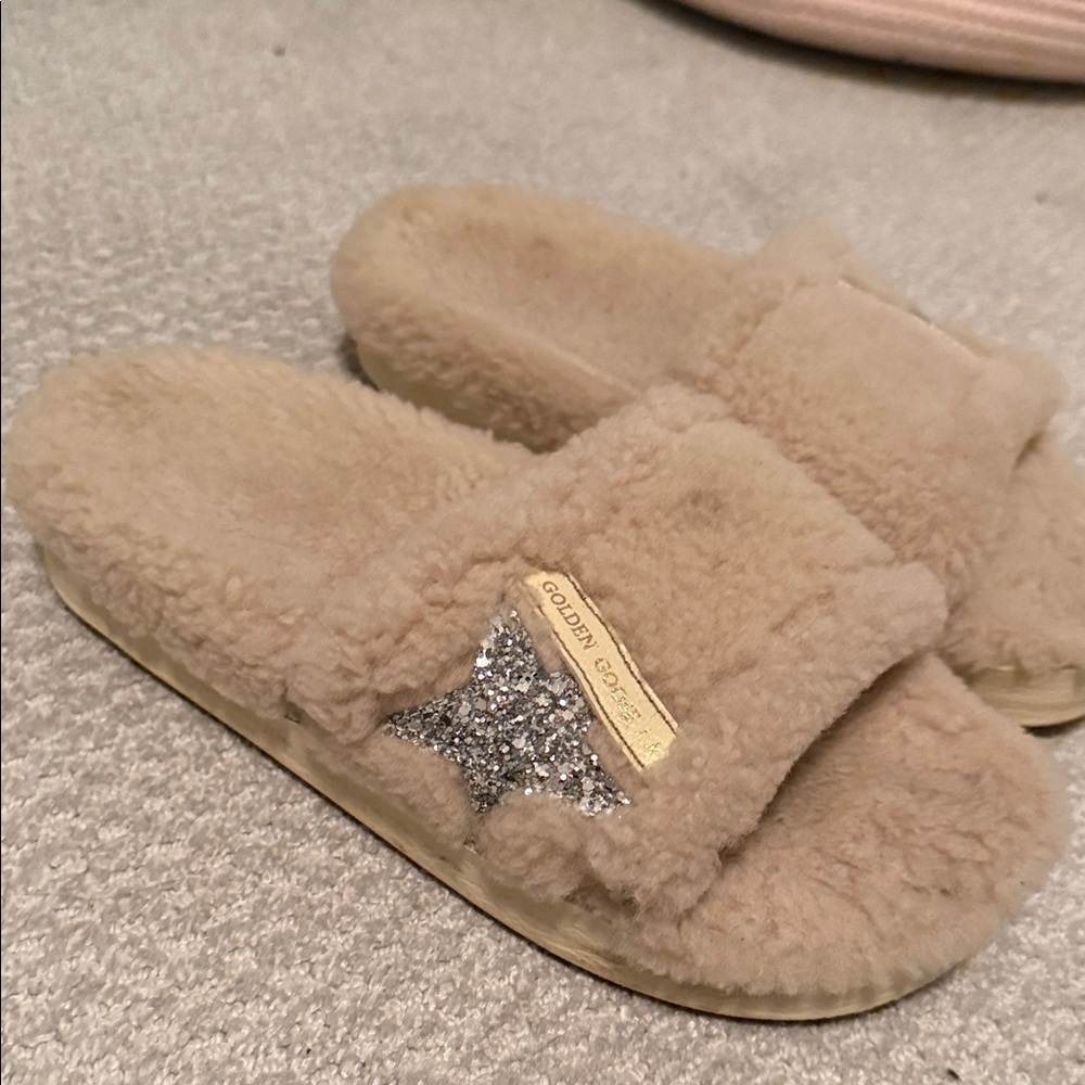 Golden Goose Shearling Patterned Slides